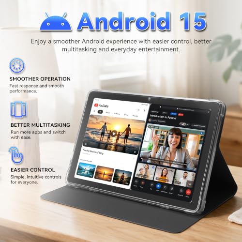 2026 Android 15 Tablet with Keyboard 10.1 Inch, 18GB RAM 128GB, WiFi, Gray | 2-in-1 tablet with keyboard, mouse, stylus and case. IPS display, 1TB expansion, WiFi, GPS and Bluetooth for work and study. - image 2