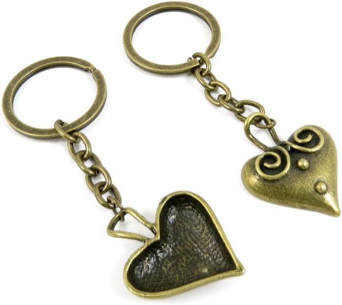 Antique Bronze Keychain Key Chain Tags Keyring Ring Jewelry Making Charms Supplies KC0203 Heart