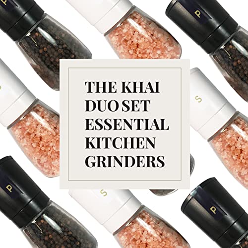 Urban Gourmet Khai Salt And Pepper Grinder Set | Himalayan Pink And Black Peppercorns Gift Set | Pepper Glass Grinder Set And Whole Peppercorns Spice Set #TOP5