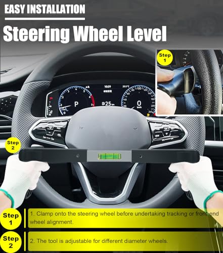 Image of Camoo Steering Wheel Level Alignment Tool for Most Steering Wheel Internal Diameter 270mm-350mm, Spring-Loaded Steering Wheel Holder Level The Steering Wheel Accurately
