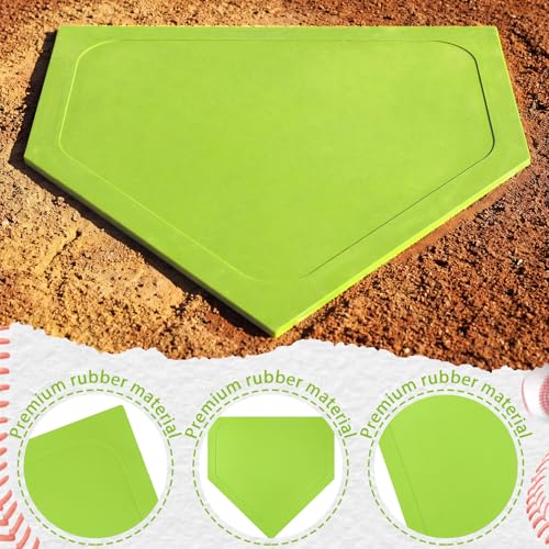 Soulchen 1 Pcs Baseball Home Plate Bases for Baseball Practice Softball Rubber Portable Throw Down Home Plate Skill Camp Instructors Bases for Yard Practice Batting or Pitching Training(Green)