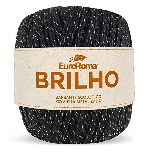Barbante Preto com Fio Ouro, 400 grs, 406 Mts, Euroroma