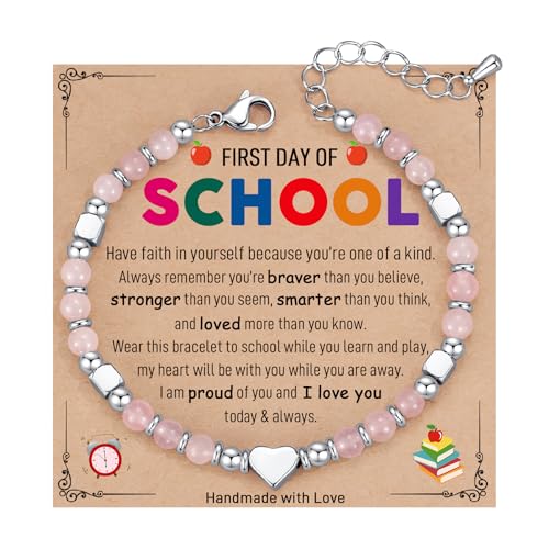 TONY & SANDY First Day of School Bracelet Back to School Gifts for Students College Middle High School Daughter Granddaughter Niece Women Girls Jewelry Stuff Kindergarten 1st 2nd Grade Kids
