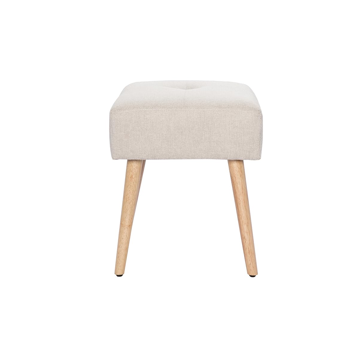 Miliboo - Taburete bajo de tela efecto terciopelo texturizado beige y madera maciza (46 cm), color beige
