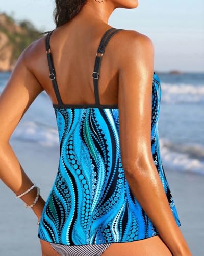 Image of Womens Flowy Tankini Tops Only - Modest Bathing Suit Loose Fit Swimsuit Swim Tops No Bottom 2025 (Available in Plus)