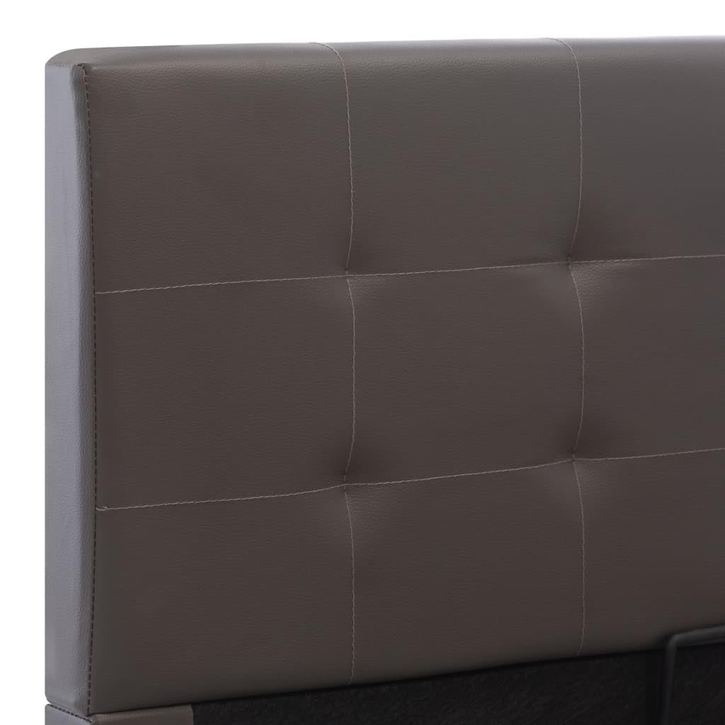 vidaXL Giroletto Idraulico con Contenitore Moderno Salvaspazio Robusto a Doghe Letto Imbottito Struttura Telaio Grigio in Similpelle 100x200cm