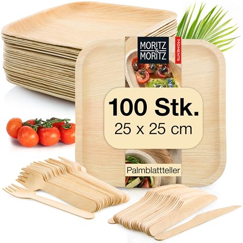 Moritz & Moritz Nachhaltiges Palmblatt Geschirrset für 100 Personen -...