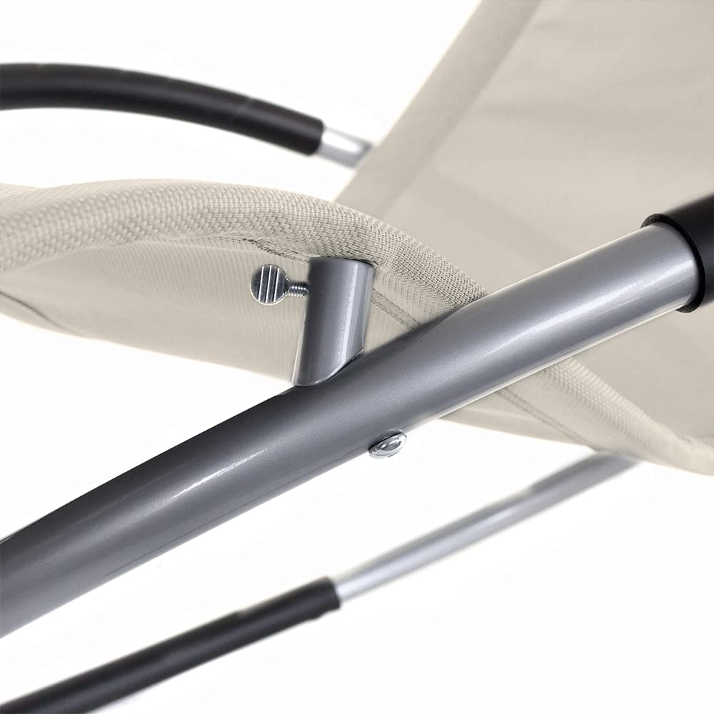 Kingpower Garten Liegestuhl Schaukelliege Campingliege Strandliege Sonnenliege Gartenliege Gartenstuhl Klappstuhl Liege Klappbar Faltbar Relaxliege Beige