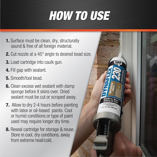 Image of DAP Dynaflex 230 Pro Elastomeric Sealant, White WT099, 10.1 Oz (7079807102)