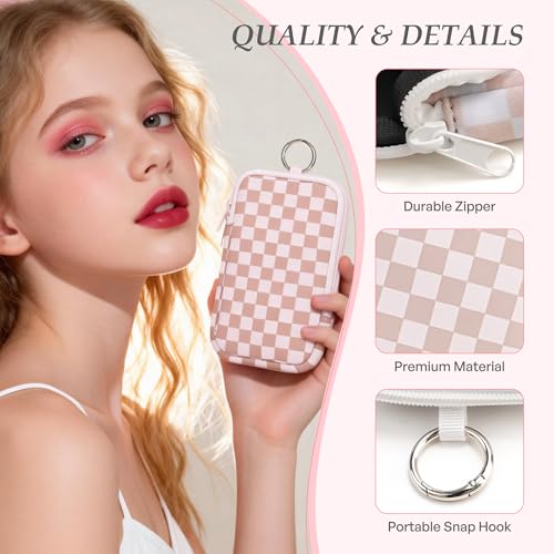 Image of KJQJLY 2 Pack Portable Tampon Organizer Bag Tampon Holder & Storage Case with Zipper for Travel, Discreet Period Bag for Purse, Waterproof Feminine Products Pouch for Women (Checkered)