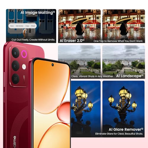Image of realme 15X 5G Smartphone 8+128GB Maroon Red, 6.8-inch Screen, 144Hz Display,7000mAh Battery, 60W Fast Charging, 50+50MP AI Camera,Dimensity 6300 6nm Octa-core chipset Processor, IP69