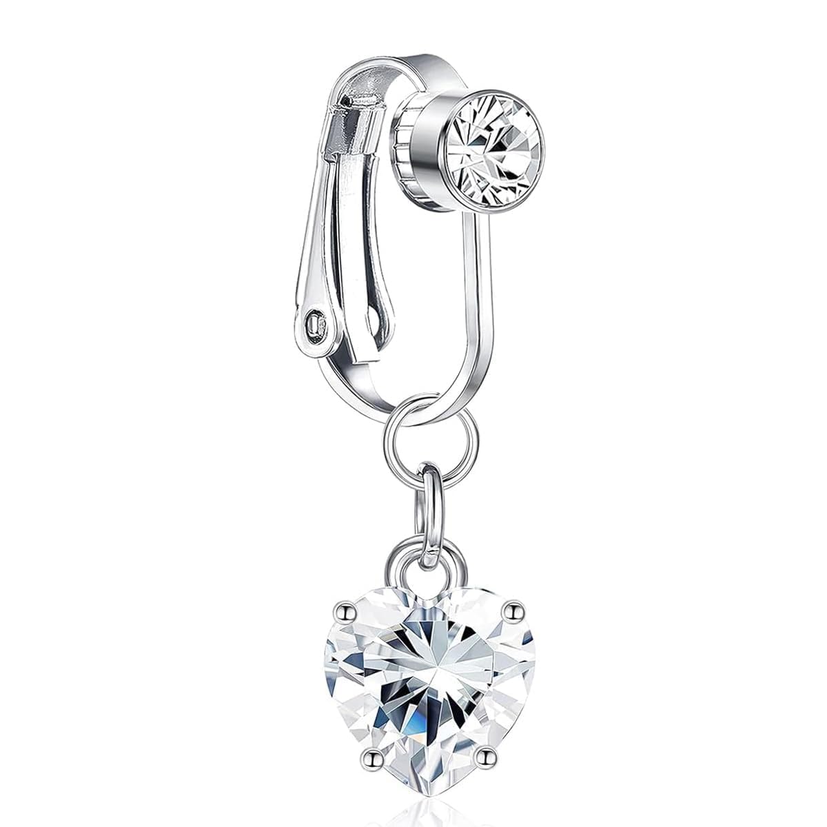 GLNRM Fake Belly Ring for Women | Belly Piercing Jewelry | Clip on Belly Button Rings | Non Piercing Belly Rings | Stainless Steel Heart-shape Belly Button Navel Rings for Women Girls (Silver) (B0CW3KDZ37) Amazon Price History, Amazon Price Tracker