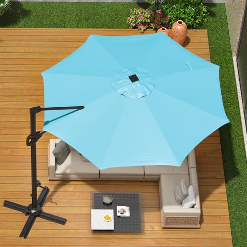 Garvee 10Ft Cantilever Patio Umbrella with 360° Rotation, Adjustable Tilt, Heavy-Duty 600D Oxford Fabric, Rust-Proof Aluminum Frame, Fits Most Stands, Without Base Weight