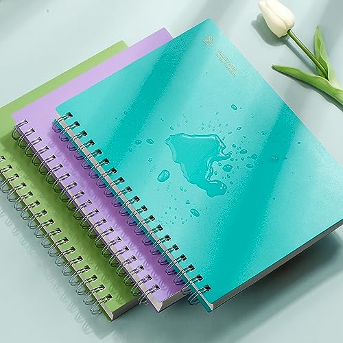 Carnet à spirale B5 ligné avec couverture rigide imperméable bleue - 4