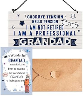 Grandad Gifts Set Includes Grandad Plaque Gifts Hanging Plaque and Best Grandad Greeting Card with Envelope for Retirement Christmas Birthday Father's Day Presents