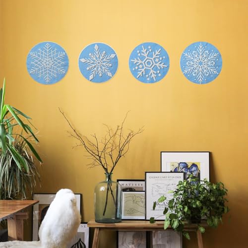 Image of INFUNLY 4 Pack Snowflake Embroidery Kits Cross Stitch Kits for Beginners Adults Christmas Needlepoint Starter Kit with Instructions for Thanksgiving Halloween Decor Home Room Wall 11.8x11.8in