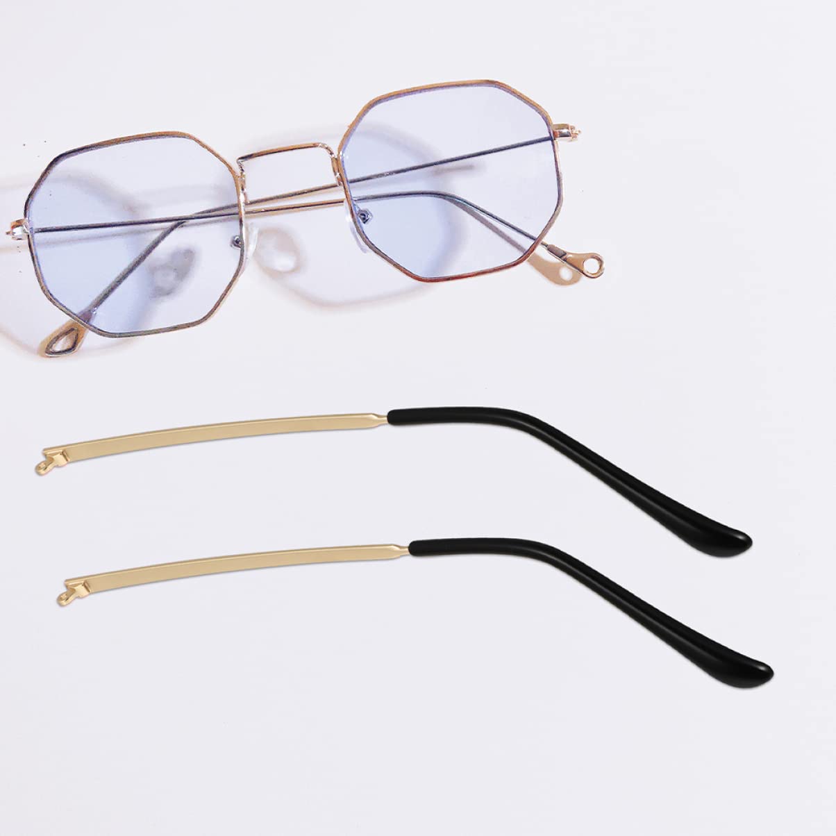 BEBEMOKO 2 Pairs Spectacle Legs Sunglasses Temple Tips Arm Eyewear Frame Glasses Temple Replacement Eye Glasses Temple Eyeglasses Parts Glasses Accessories Glasses Legs Ray Metal Golden