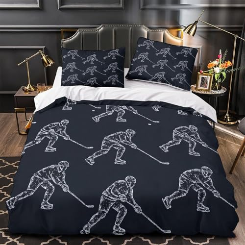Parure de lit hockey 140x200cm avec housse de couette en microfibre pour lit enfant single - 2