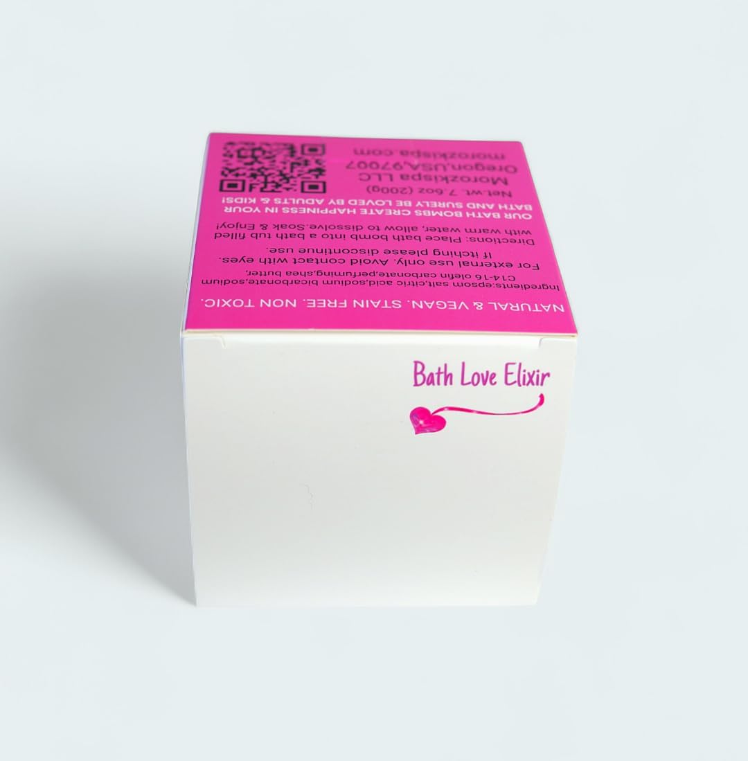 Bath Bombs Set of 4 Spa Salt Fizzy Bomb Marshmallow&Rose Oil, Natural Bath Bomb Vanilla Sugar & Lavender Oil, Bath Love&Magi