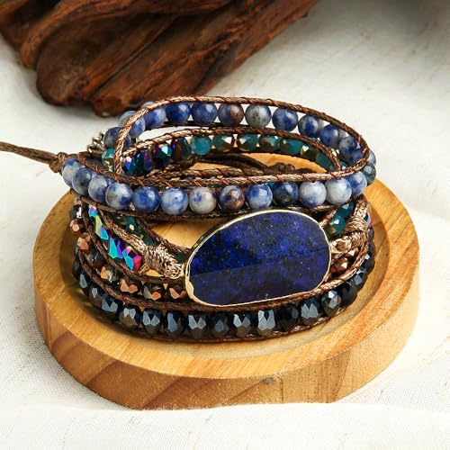 Image of Boho Stone Wrap Bracelet for Women,Turquoise Beaded Bracelet Jewelry Gift