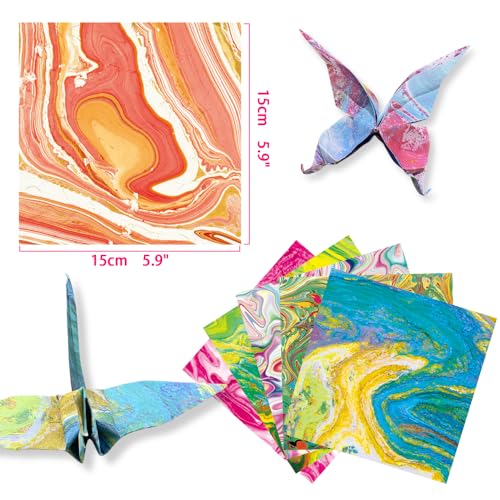 Square Origami Paper 6x6 Double Sided 50 Sheets 50 Colors 70GSM Origami Kit Japanese Chiyo Easy Fold Arts Crafts DIY Handwork Beginner Rock Color