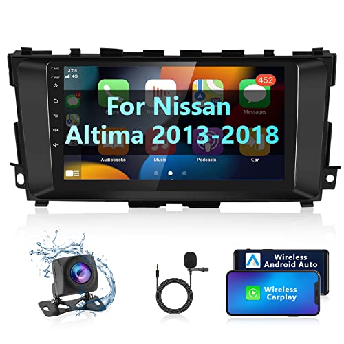 for Nissan Altima 2013-2018 Podofo Android Car Stereo Support Wireless Carplay/Android Auto with 9 inch Touchscreen WiFi GPS Navigation BT USB FM/RDS Radio Receiver Backup Camera Mic