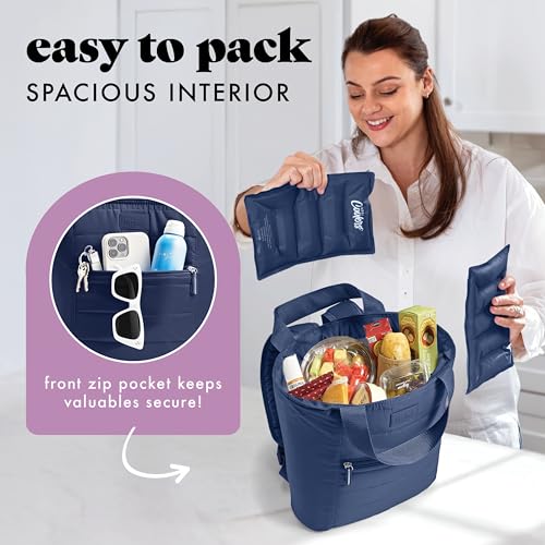 Image of Fit & Fresh Mari Cooler Backpack for Women, Insulated Leakproof Soft Cooler Bag (12 Can), Lunch Tote, Beach Cooler, Lightweight Travel Picnic Tote, Navy