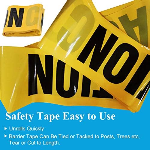 Yellow Caution Tape, Hazard Warning Tape Non Adhesive Police Tape Roll Crime Scene Black and Yellow Barricade Ribbon Tape, Safety Barrier Tape Halloween Caution Tape Party Construction Danger Tape-20M