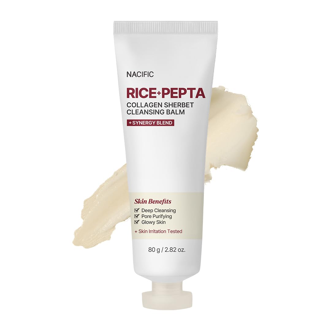 NACIFIC Rice Peptide Collagen Sherbet Cleansing Balm (80 g), Facial Cleansing Balm, Deep Makeup Remover and Pore Cleansing, Replenishing Effect, K-Beauty Skin Care