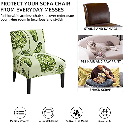 Image of Eco-Ancheng Armless Chair Slipcover Removable Armless Accent Chairs Covers Washable Armless Slipper Chair Slipcover Printed Armless Chair Furniture Protector Covers for Living Dining Room Hotel