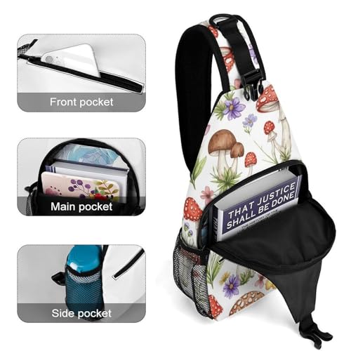 Multipurpose Shoulder Sling Mushrooms Women Men Unisex, Durable Polyester Daypack Gym Running Shopping Daily Use4