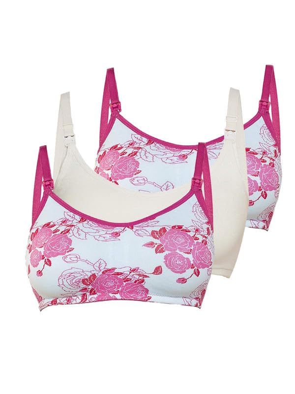 Image of Inner Sense Organic Cotton Bamboo Nursing Bra for Women I Non Padded Feeding Bra with Keyhole Back Design I Wire Free Maternity Innerwear with Full Coverage