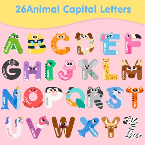 image for JOYIN Magnetic Letters, Animal Alphabet Fridge Magnets for Toddlers 3 