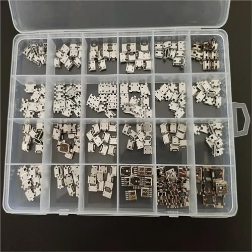 Conectores de soldadura USB para zócalos DIP, kit organizador con 240 puertos en 24 variantes.