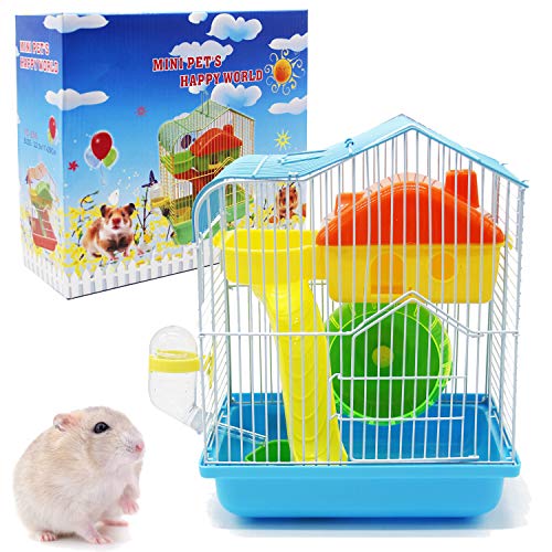 BPS Jaula Hámster Chalet para Hámster con Rueda Bebedero Comedero Casa y Túnel Especial Color se envia al Azar 29x17x22.5 cm BPS-1325