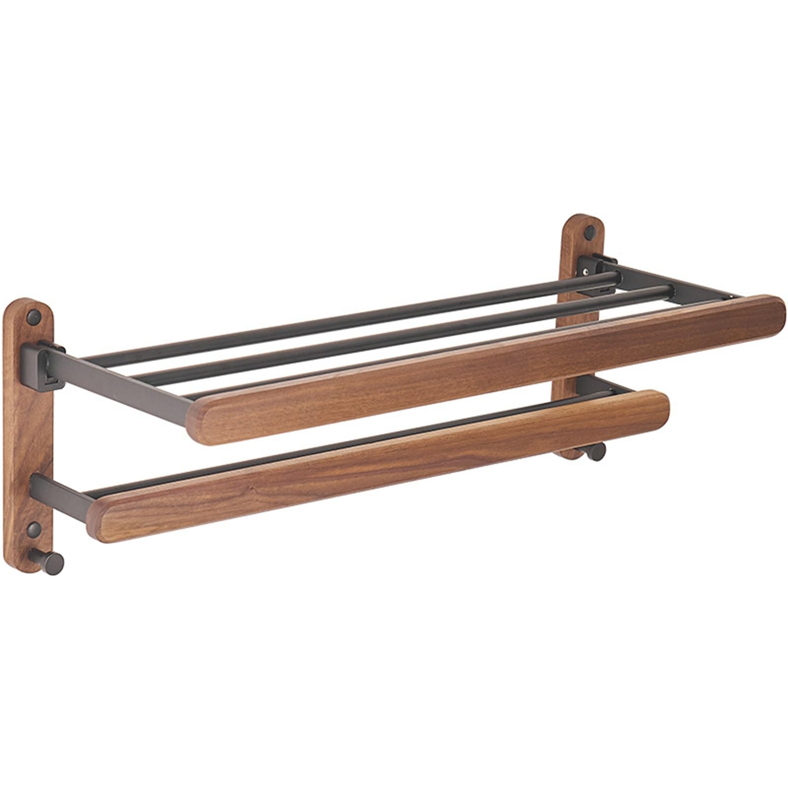 Towel Rail Wall Mounted Bathroom Pendant Set Walnut No-Punch Towel Rack for Bathroom