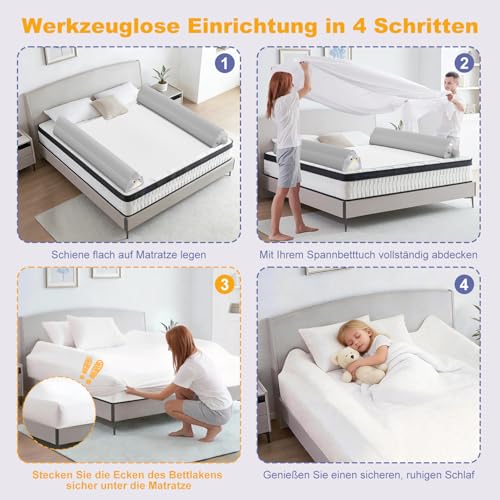 Protector de cama inflable para evitar caídas de niños pack doble con base antideslizante 8