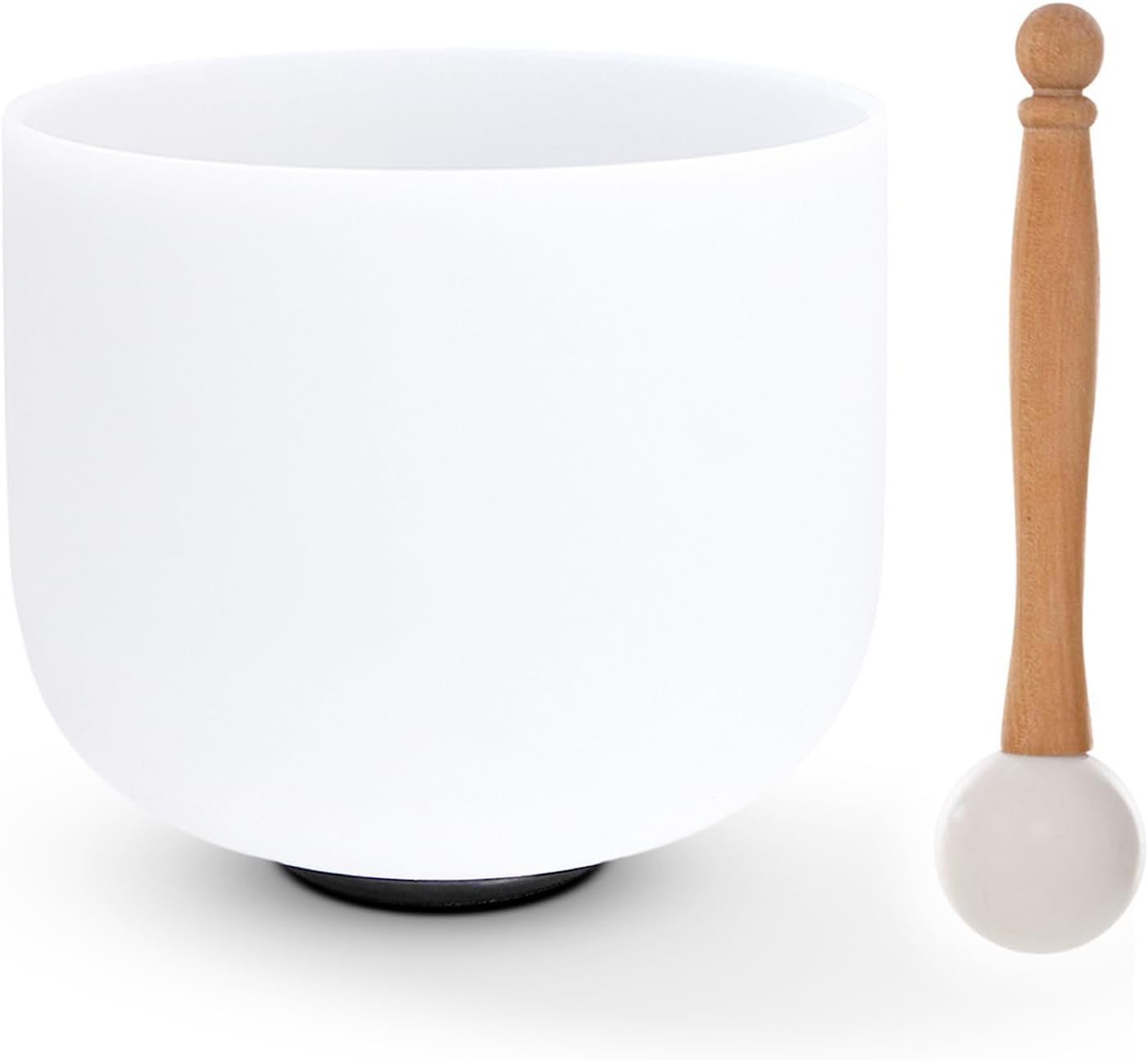 8 inch F Note White Crystal Singing Bowl Frosted Quartz Heart Chakra Meditation Sound Healing with Suede Striker O-ring