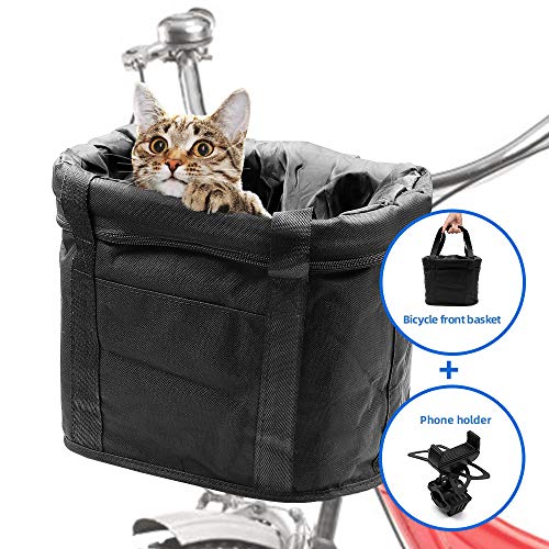 AceList Dog Bike Basket Front, Bonus Cell Bicycle Phone Mount, Quick Release Easy