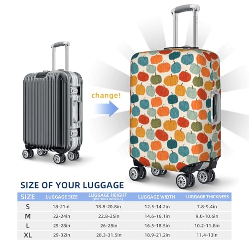 Hand-Drawn Pumpkin Fall Colors Elastic Travel Luggage Covers Dustproof Scratch-Resistant Suitcase Protector Fit 22-24 Inch4