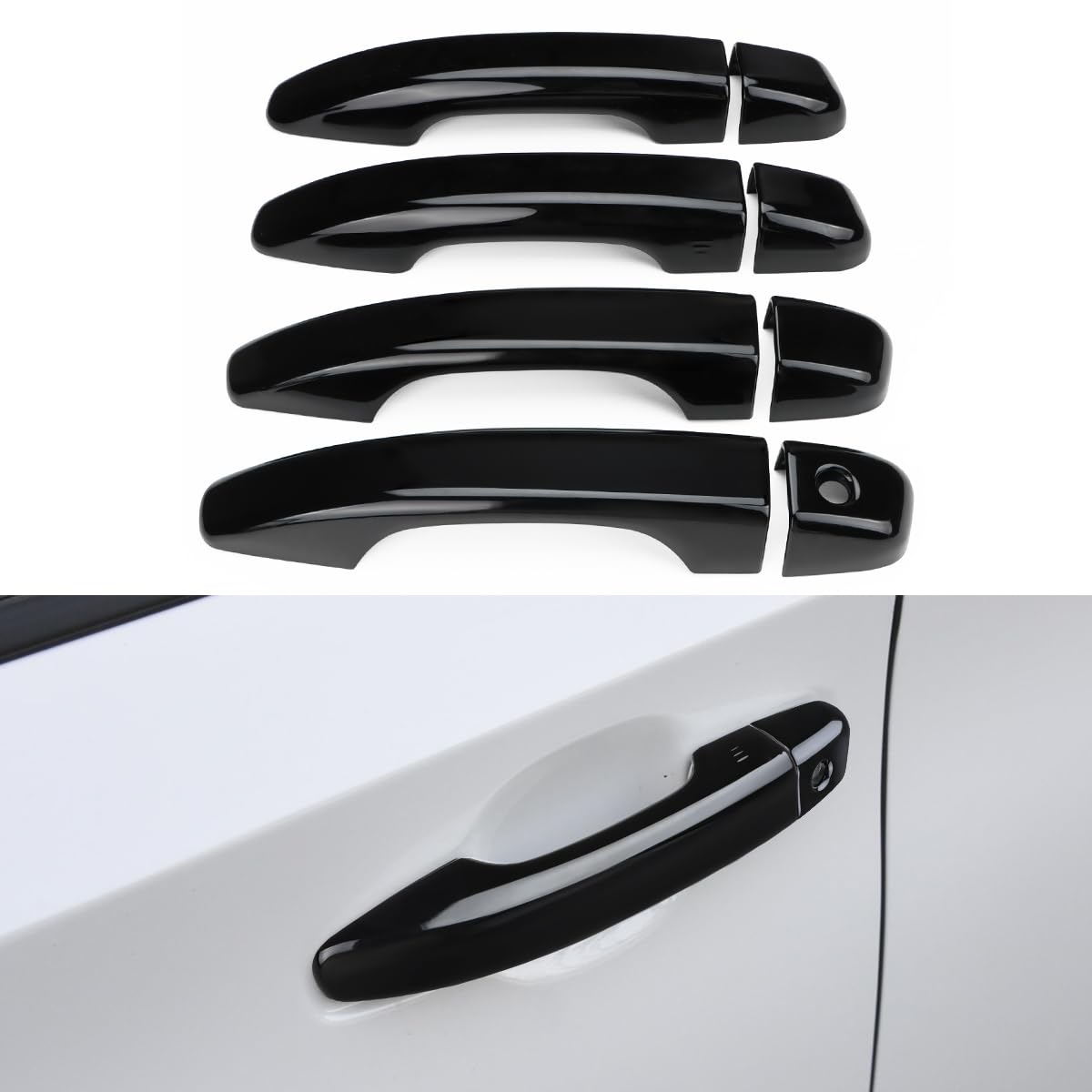 DLOVEG Car Door Handle Cover Compatible for 2018 2019 2020 2021 2022 Honda Accord Accessories Black Door Handle Protector Compatible with Honda Accord 10th Gen (Without Keyless Entry Holes)