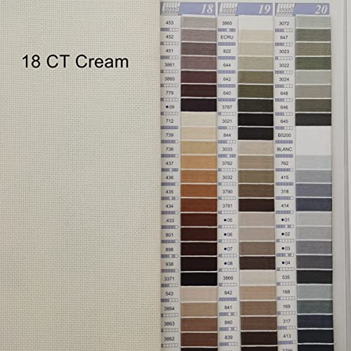 Image of KCS 4 /6 pc of 12 inch x 18 inch 18CT Counted Cotton Aida Cloth Cross Stitch Fabric (6 pc, Cream)