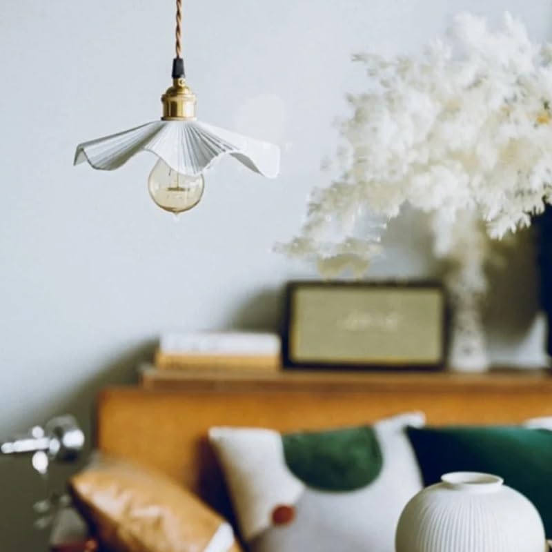 Suspension LED en céramique blanche et cuivre moderne pour salon et café