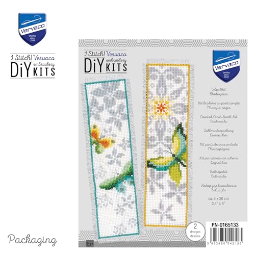 Image of Vervaco Cross Stitch Bookmark Butterfly (Set of 2) 2.4 inch x 8 inch
