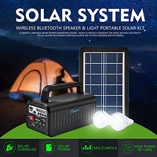 soyond Solar Generator Portable Power Station Portable Battery Generator with Solar Generator (Solar Panel Included) 8000mAh Battery 2 LED Bulbs Fm Radio for Outdoors Camping Travel Emergency - Thumbnail 2