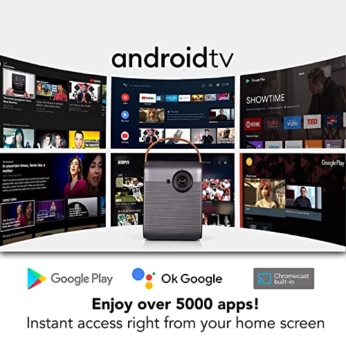 Wemax Dice Portable Projector, Mini Outdoor Projectors 4K Supported For Movie, 3 Hrs Battery Video Time, Android Tv, 1080P Full Hd, Dual Dolby Audio Dts-Hd Speakers, Auto Focus, Auto Keystone #TOP2