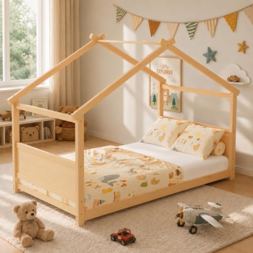Tolead Twin Floor House Bed with Headboard & Footboard