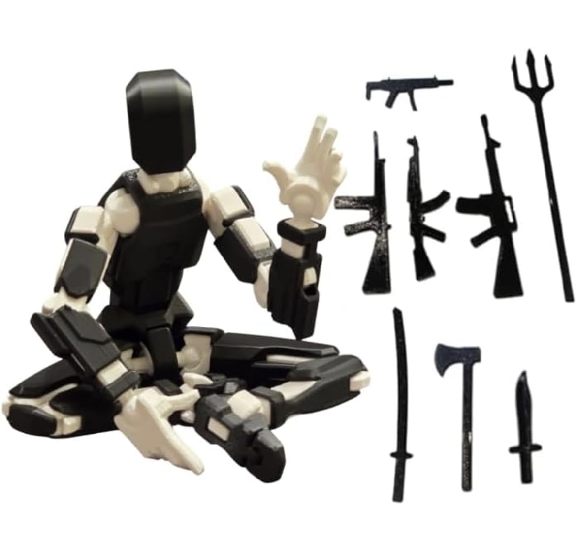 (Do it Yourself) Action Figure Toys,DIY Assembly Dummy 13 Action Figures,Articulated Joints Robot,Gift Idea for Teens & Adults for 14+ (Black Armor White, Black Armor White)-image-6