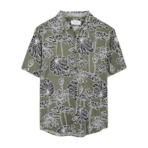 Chemise Teddy Smith à manches courtes et col revers vert à motifs pour homme