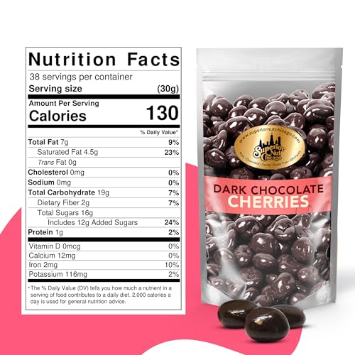 Superior Nut Chicago Dark Chocolate Covered Cherries - Sweet & Decadent - Natural Vitamin C, Fiber, & Potassium Source - Resealable 2.5 lb Bag - Thumbnail 2
